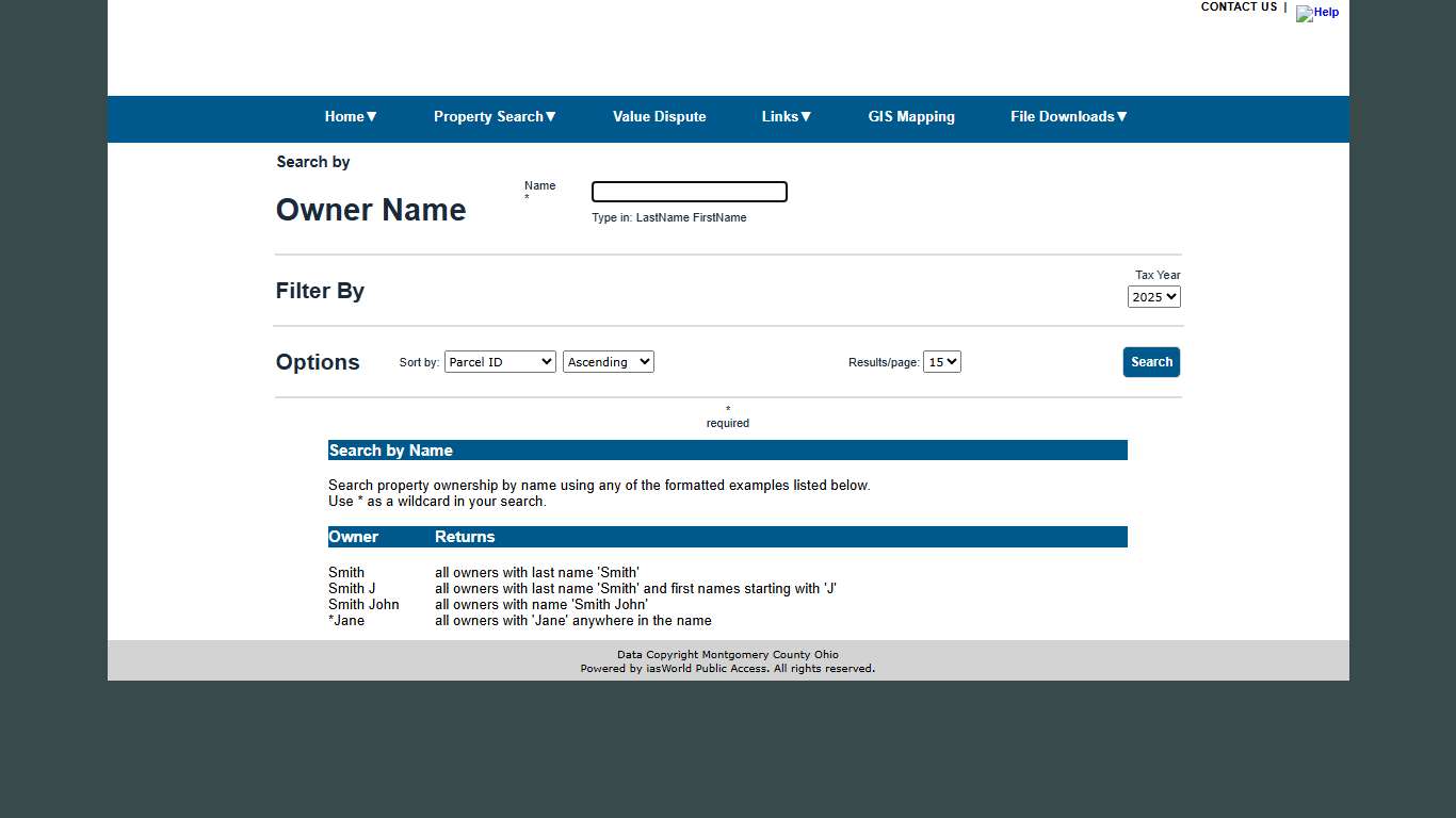 Montgomery County - Owner Name Search